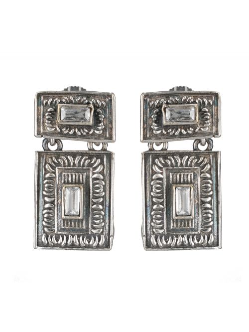 Tribal Silver Tone Brass Earrings