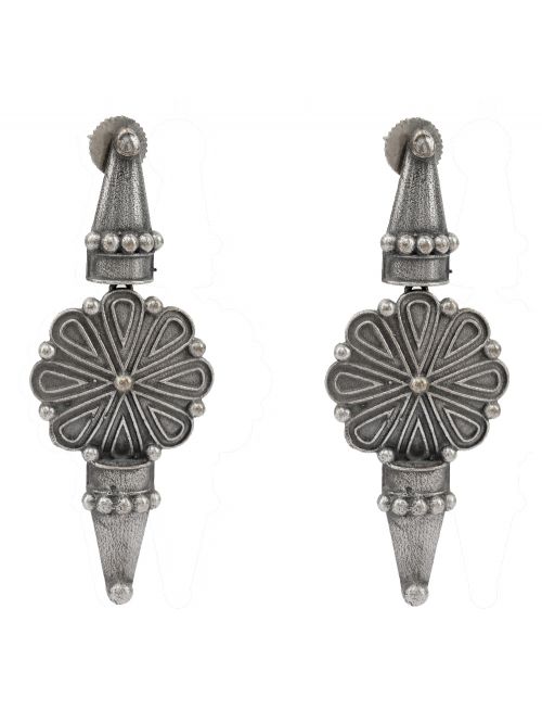 Tribal Silver Tone Brass Earrings