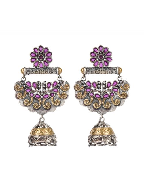 Handcrafted Dual Tone Brass Long  Jhumka