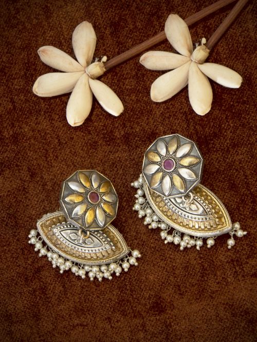 Handcrafted Dual Tone Brass Boat shape  Jhumka