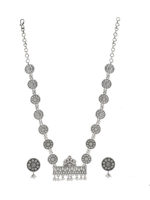 Silver Tone Tribal long Necklace Set ( Set of 2)