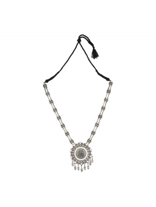 Silver Tone Tribal long Necklace