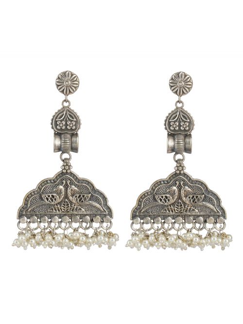 Tribal Silver Tone Brass Earring