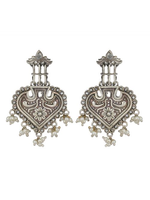 Tribal Silver Tone Brass Earring