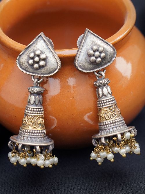 Handcrafted Dual Tone Brass Jhumka