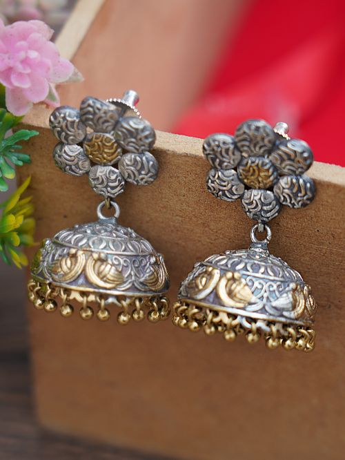 Handcrafted Dual Tone Brass Jhumka