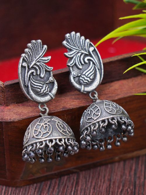 Tribal Silver Tone Brass Jhumka