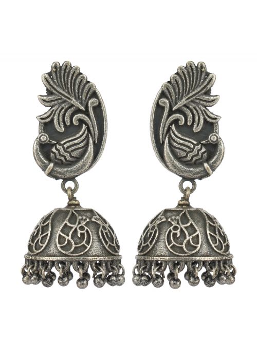 Tribal Silver Tone Brass Jhumka