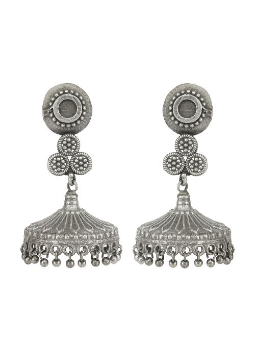 Tribal Silver Tone Brass  Jhumka