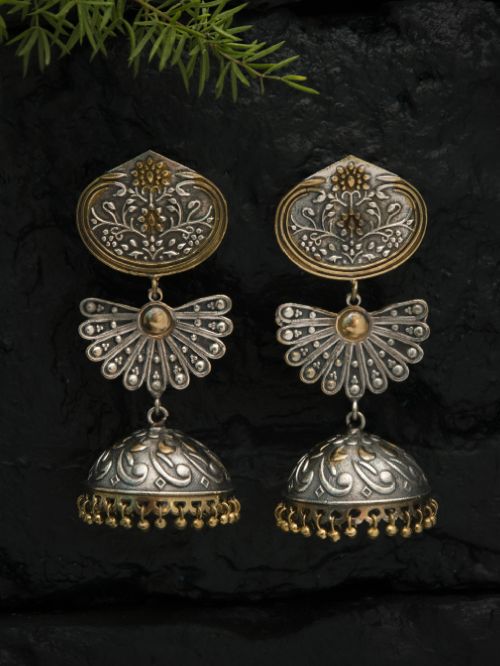 Handcrafted Dual Tone Brass long Jhumka