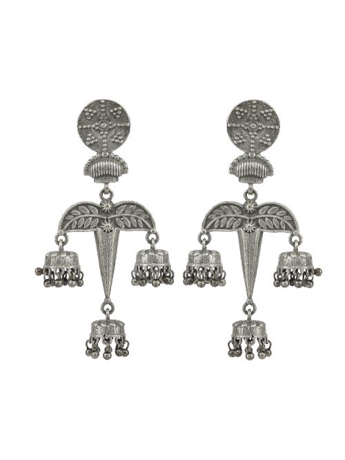 Tribal Silver Tone Brass Jhumka