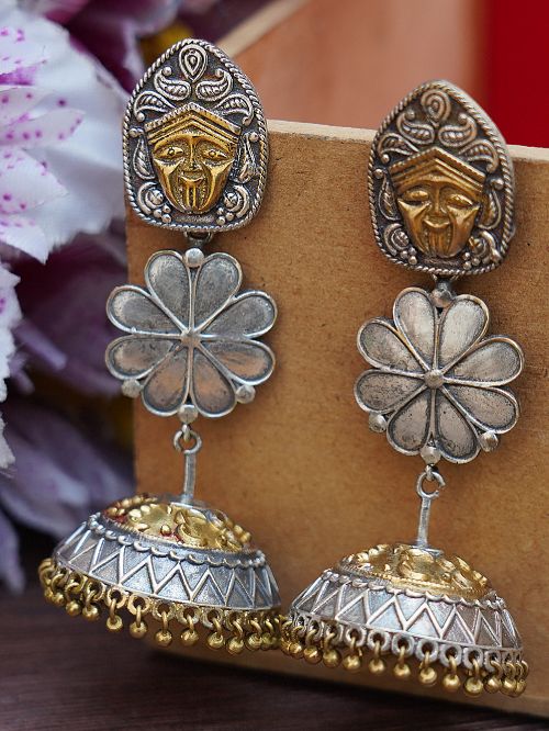 Handcrafted Dual Tone Brass layered Jhumka