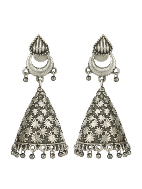 Tribal Silver Tone Brass Jhumka