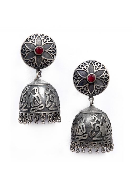 Handcrafted Silver Tone Brass Jhumka