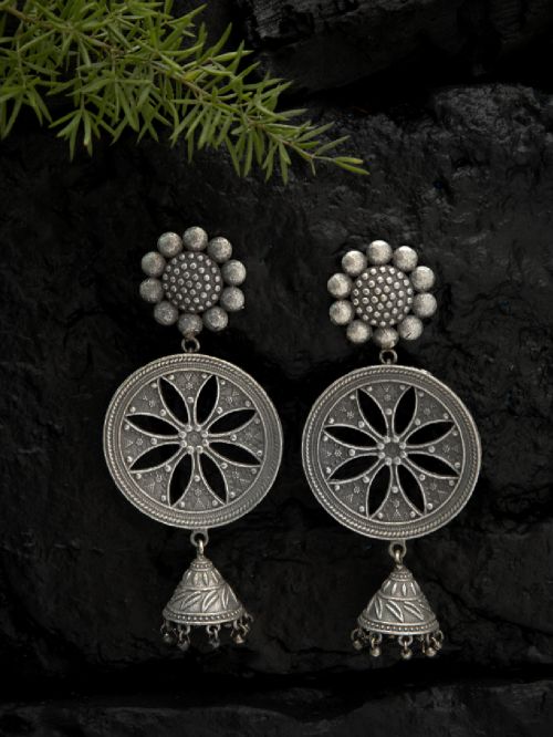 Handcrafted Silver Tone Brass Jhumka