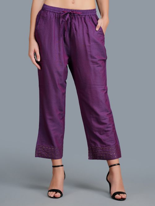 Purple Elasticated Waist Pants