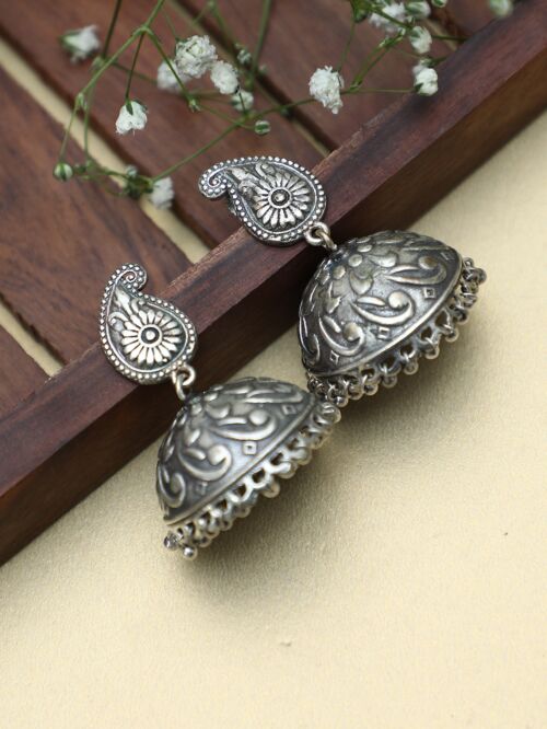 SILVER TONE BRASS HANDCRAFTED JHUMKA