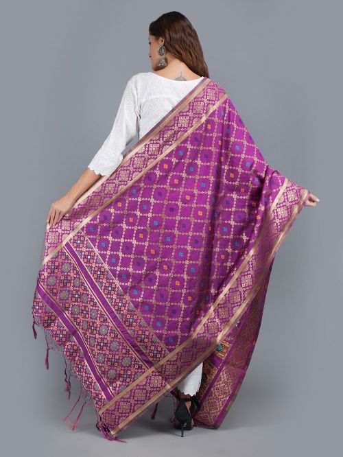 Purple  Art Silk Banarasi Dupatta