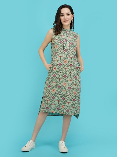 Multi-color Printed Cotton Dress