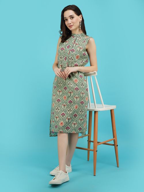 Multi-color Printed Cotton Dress