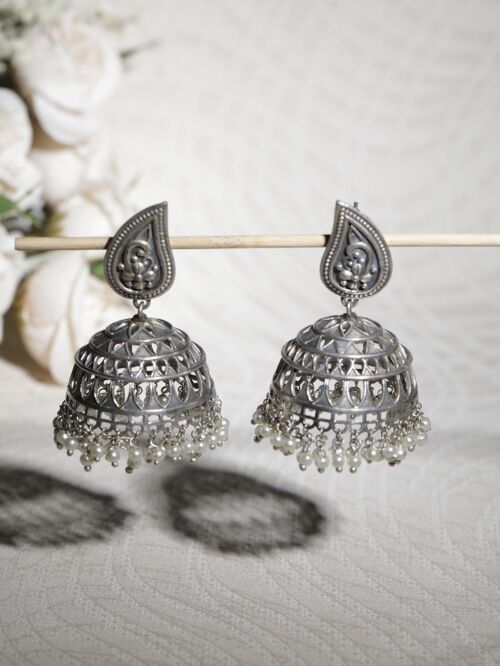 Silver Tone Brass Stud Earrings