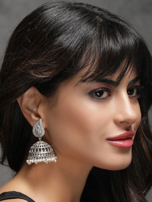 Silver Tone Brass Stud Earrings