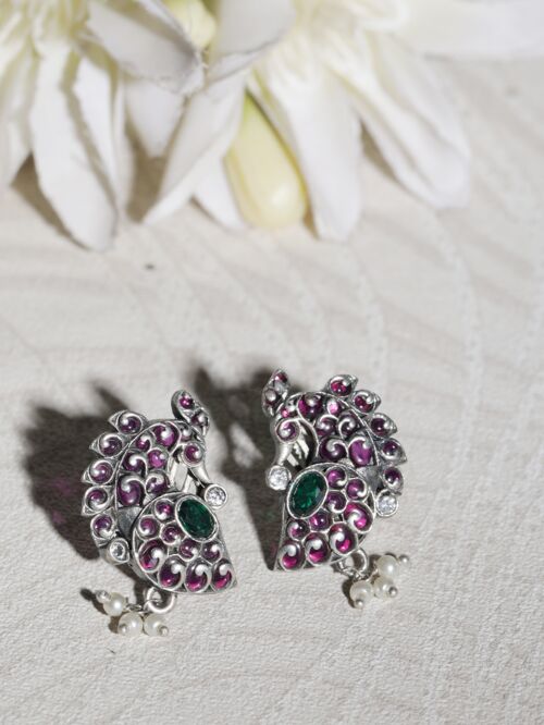 Handcrafted Silver Tone Brass Earrings