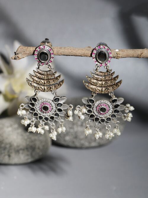 Dual Tone Handcrafted Brass Stud Earrings