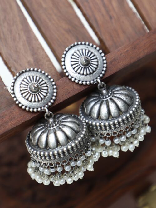SILVER TONE HANDCRAFTED BRASS JHUMKA