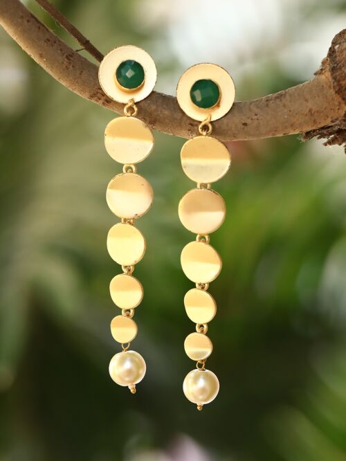Long Pattern Matte Gold Earrings