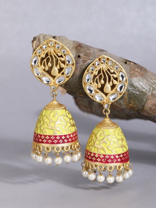 White Beats Matte Gold Jhumka