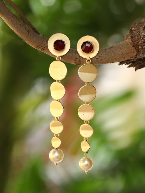 Long Pattern Matte Gold Earrings