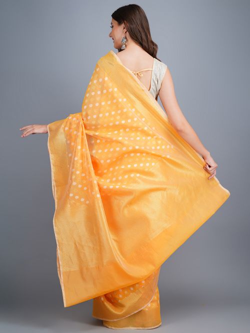 Orange  Handwoven Banarasi  Saree