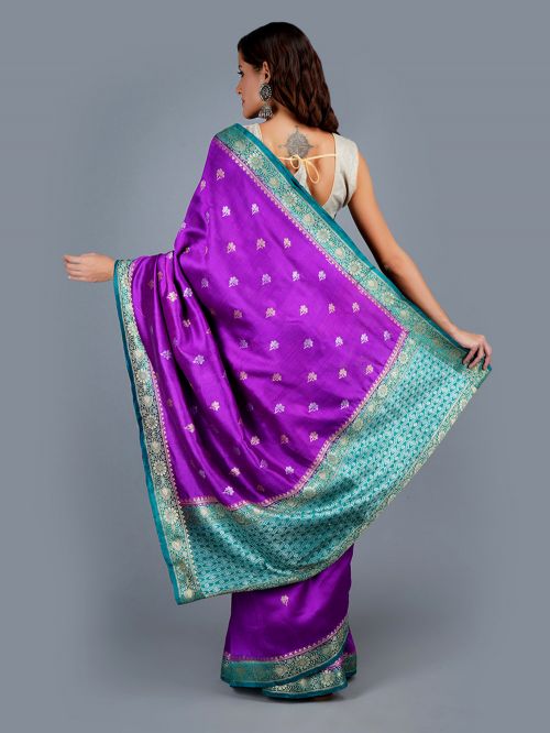 Purple Handwoven Banarasi  Silk Saree